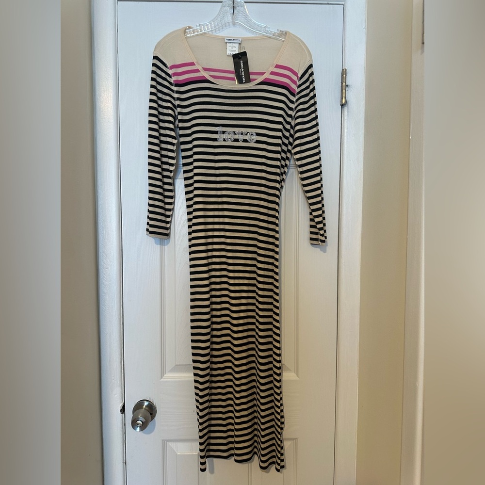 New Vintage Sonia Rykiel Striped Dress Sz L